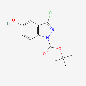 molecular formula C12H13ClN2O3 B13122341 tert-Butyl 3-chloro-5-hydroxy-1H-indazole-1-carboxylate 