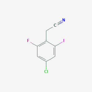 molecular formula C8H4ClFIN B13122439 2-(4-Chloro-2-fluoro-6-iodophenyl)acetonitrile 