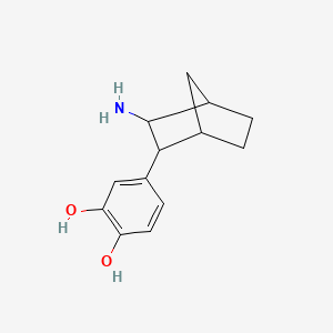 molecular formula C13H17NO2 B13122571 4-(3-Aminobicyclo[2.2.1]heptan-2-yl)benzene-1,2-diol 