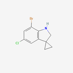 molecular formula C10H9BrClN B13122617 7'-Bromo-5'-chlorospiro[cyclopropane-1,3'-indoline] 