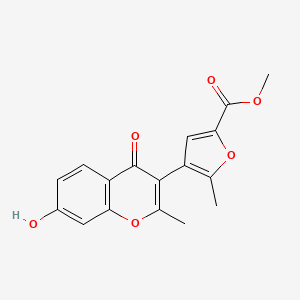 molecular formula C17H14O6 B13122764 Methyl 4-(7-hydroxy-2-methyl-4-oxochromen-3-yl)-5-methylfuran-2-carboxylate 