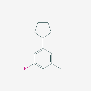 molecular formula C12H15F B13122781 1-Cyclopentyl-3-fluoro-5-methylbenzene 