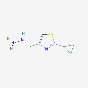 molecular formula C7H11N3S B13122786 2-Cyclopropyl-4-(hydrazinylmethyl)thiazole 