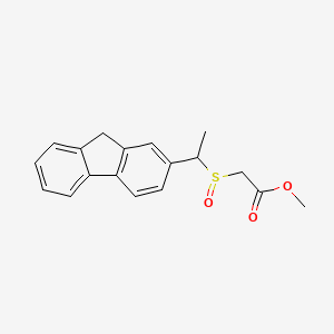 molecular formula C18H18O3S B13122824 Acetic acid, ((1-(9H-fluoren-2-yl)ethyl)sulfinyl)-, methyl ester CAS No. 72322-80-6