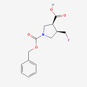 molecular formula C14H16FNO4 B13122890 (3S,4R)-4-(fluoromethyl)-1-phenylmethoxycarbonylpyrrolidine-3-carboxylic acid 