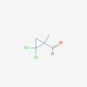 molecular formula C5H6Cl2O B13122920 2,2-Dichloro-1-methylcyclopropane-1-carbaldehyde CAS No. 85393-10-8