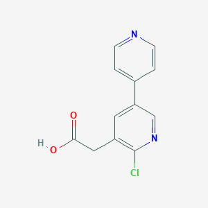 molecular formula C12H9ClN2O2 B13123174 2-(2-Chloro-5-pyridin-4-ylpyridin-3-yl)acetic acid 