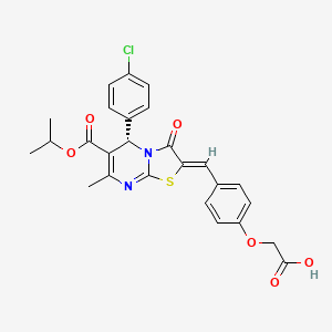 2-[4-[(Z)-[(5S)-5-(4-chlorophenyl)-7-methyl-3-oxo-6-propan-2-yloxycarbonyl-5H-[1,3]thiazolo[3,2-a]pyrimidin-2-ylidene]methyl]phenoxy]acetic acid