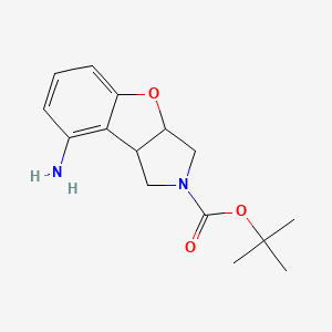 molecular formula C15H20N2O3 B13123248 tert-butyl 8-amino-3,3a-dihydro-1H-benzofuro[2,3-c]pyrrole-2(8bH)-carboxylate 