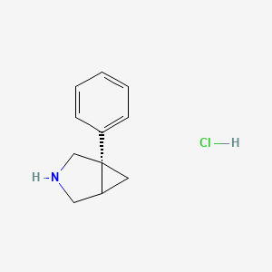 molecular formula C11H14ClN B13123257 (1S)-1-Phenyl-3-azabicyclo[3.1.0]hexanehydrochloride 