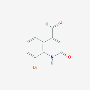 molecular formula C10H6BrNO2 B13123306 8-Bromo-2-oxo-1,2-dihydroquinoline-4-carbaldehyde 