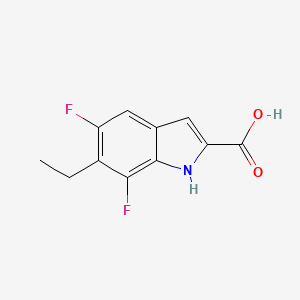 molecular formula C11H9F2NO2 B13123326 6-Ethyl-5,7-difluoro-1H-indole-2-carboxylic acid 