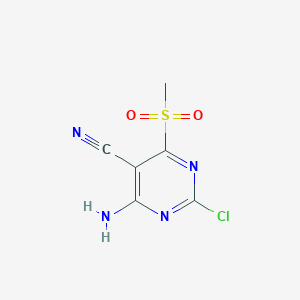 molecular formula C6H5ClN4O2S B13123466 4-Amino-2-chloro-6-(methylsulfonyl)pyrimidine-5-carbonitrile 