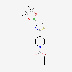 molecular formula C19H31BN2O4S B13123592 Tert-butyl 4-[4-(4,4,5,5-tetramethyl-1,3,2-dioxaborolan-2-yl)-1,3-thiazol-2-yl]piperidine-1-carboxylate 