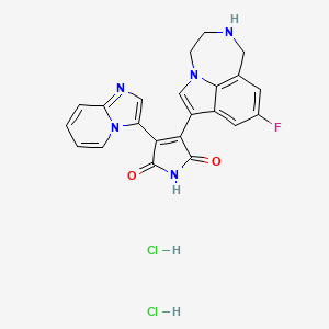 3-(6-Fluoro-1,10-diazatricyclo[6.4.1.04,13]trideca-2,4,6,8(13)-tetraen-3-yl)-4-imidazo[1,2-a]pyridin-3-ylpyrrole-2,5-dione;dihydrochloride