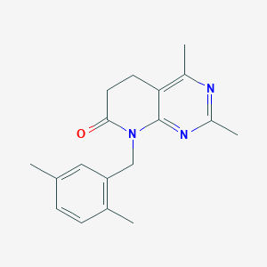 molecular formula C18H21N3O B13123642 8-(2,5-Dimethylbenzyl)-2,4-dimethyl-5,6-dihydropyrido[2,3-d]pyrimidin-7(8H)-one 