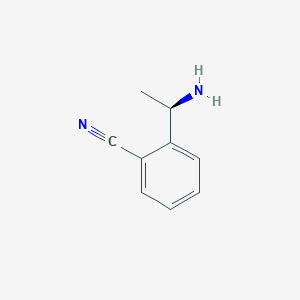 molecular formula C9H10N2 B13123805 (R)-2-(1-aminoethyl)benzonitrile 