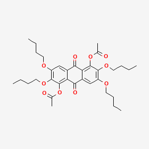 molecular formula C34H44O10 B13123822 2,3,6,7-Tetrabutoxy-9,10-dioxo-9,10-dihydroanthracene-1,5-diyl diacetate CAS No. 189205-05-8