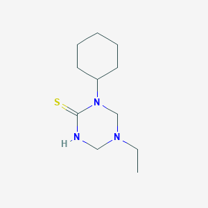 molecular formula C11H21N3S B13123968 1-Cyclohexyl-5-ethyl-1,3,5-triazinane-2-thione 