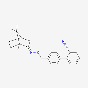 molecular formula C24H26N2O B13124035 2-[4-[[(E)-(1,7,7-trimethyl-2-bicyclo[2.2.1]heptanylidene)amino]oxymethyl]phenyl]benzonitrile 