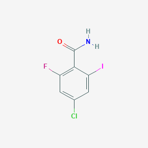 molecular formula C7H4ClFINO B13124054 4-Chloro-2-fluoro-6-iodobenzamide 