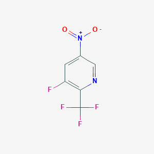 molecular formula C6H2F4N2O2 B13124132 3-Fluoro-5-nitro-2-(trifluoromethyl)pyridine 