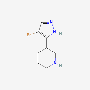 molecular formula C8H12BrN3 B13124148 3-(4-Bromo-1H-pyrazol-3-yl)piperidine 