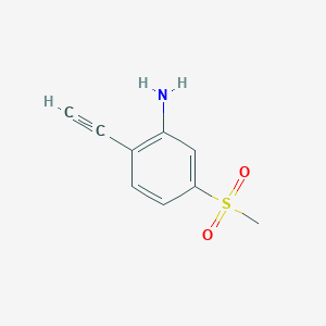 molecular formula C9H9NO2S B13124189 2-Ethynyl-5-(methylsulfonyl)aniline 