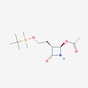 molecular formula C13H25NO4Si B13124231 (2R,3R)-3-(2-((Tert-butyldimethylsilyl)oxy)ethyl)-4-oxoazetidin-2-yl acetate CAS No. 1217719-00-0