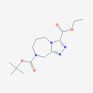 molecular formula C14H22N4O4 B13124300 8-tert-butyl3-ethyl6,7-dihydro-5H-[1,2,4]triazolo[4,3-a][1,4]diazepine-3,8(9H)-dicarboxylate 