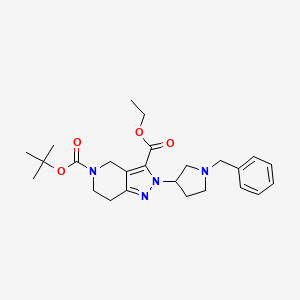 molecular formula C25H34N4O4 B13124378 5-tert-butyl 3-ethyl 2-(1-benzylpyrrolidin-3-yl)-6,7-dihydro-2H-pyrazolo[4,3-c]pyridine-3,5(4H)-dicarboxylate 