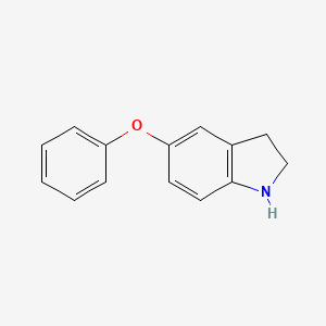 molecular formula C14H13NO B13124427 5-Phenoxyindoline 