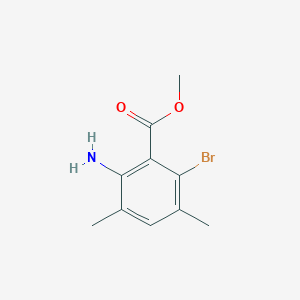 molecular formula C10H12BrNO2 B13124652 Methyl2-amino-6-bromo-3,5-dimethylbenzoate 