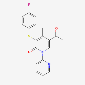 molecular formula C19H15FN2O2S B13124657 5-Acetyl-3-((4-fluorophenyl)thio)-4-methyl-2H-[1,2'-bipyridin]-2-one CAS No. 918542-91-3