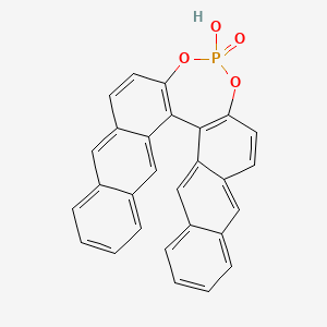 molecular formula C28H17O4P B13124776 17-hydroxy-16,18-dioxa-17λ5-phosphaheptacyclo[17.12.0.02,15.03,12.05,10.022,31.024,29]hentriaconta-1(19),2(15),3,5,7,9,11,13,20,22,24,26,28,30-tetradecaene 17-oxide 