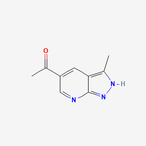 molecular formula C9H9N3O B13124796 1-(3-Methyl-1H-pyrazolo[3,4-b]pyridin-5-yl)ethanone 