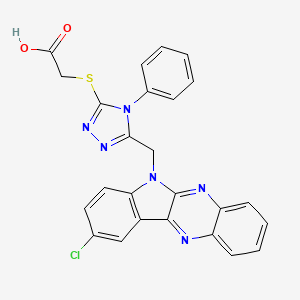 Acetic acid, ((5-((9-chloro-6H-indolo(2,3-b)quinoxalin-6-yl)methyl)-1-phenyl-1H-1,3,4-triazol-2-yl)thio)-