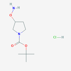 molecular formula C9H19ClN2O3 B13124833 tert-Butyl3-(aminooxy)pyrrolidine-1-carboxylatehydrochloride 