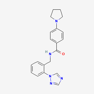 molecular formula C20H21N5O B13124884 N-(2-(1H-1,2,4-Triazol-1-yl)benzyl)-4-(pyrrolidin-1-yl)benzamide 