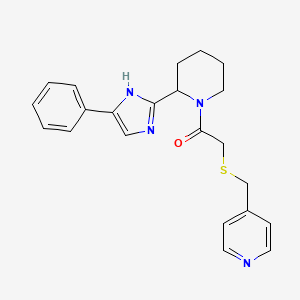 1-(2-(4-Phenyl-1H-imidazol-2-yl)piperidin-1-yl)-2-((pyridin-4-ylmethyl)thio)ethanone