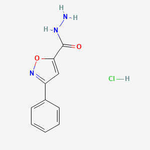 molecular formula C10H10ClN3O2 B13125022 3-Phenylisoxazole-5-carbohydrazidehydrochloride 