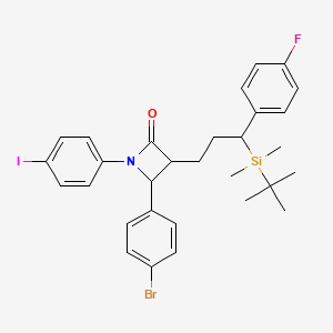 molecular formula C30H34BrFINOSi B13125087 4-(4-Bromophenyl)-3-(3-(tert-butyldimethylsilyl)-3-(4-fluorophenyl)propyl)-1-(4-iodophenyl)azetidin-2-one 