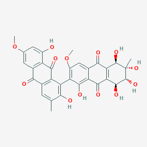 molecular formula C32H26O13 B13125266 (5'R,6'S,7'R,8'S)-1',2,5',6',7',8,8'-Heptahydroxy-3',6-dimethoxy-3,6'-dimethyl-5',6',7',8'-tetrahydro-[1,2'-bianthracene]-9,9',10,10'-tetraone 