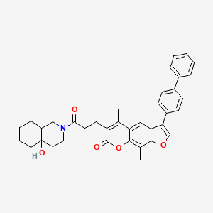 3-([1,1'-biphenyl]-4-yl)-6-(3-(4a-hydroxyoctahydroisoquinolin-2(1H)-yl)-3-oxopropyl)-5,9-dimethyl-7H-furo[3,2-g]chromen-7-one