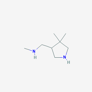 molecular formula C8H18N2 B13125339 1-(4,4-Dimethylpyrrolidin-3-yl)-N-methylmethanamine 