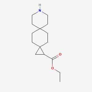 molecular formula C15H25NO2 B13125350 Ethyl9-azadispiro[2.2.56.23]tridecane-1-carboxylate 