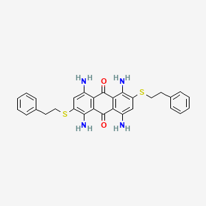 molecular formula C30H28N4O2S2 B13125358 1,4,5,8-Tetraamino-2,6-bis[(2-phenylethyl)sulfanyl]anthracene-9,10-dione CAS No. 88605-74-7