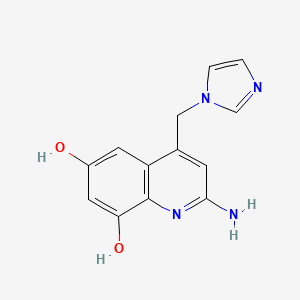 molecular formula C13H12N4O2 B13125444 4-((1H-Imidazol-1-yl)methyl)-2-aminoquinoline-6,8-diol 