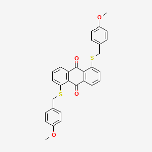 molecular formula C30H24O4S2 B13125499 9,10-Anthracenedione, 1,5-bis[[(4-methoxyphenyl)methyl]thio]- CAS No. 506443-28-3