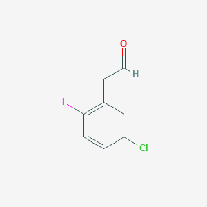 molecular formula C8H6ClIO B13125577 2-(5-Chloro-2-iodophenyl)acetaldehyde 